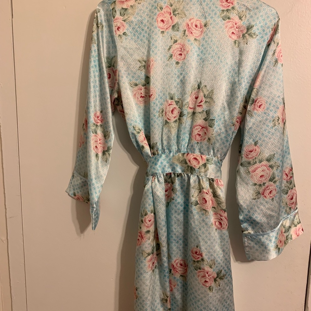 Beautiful Rose Accented Blue Robe - Picture 2 of 6